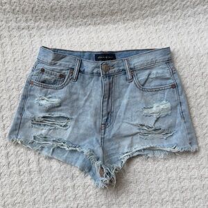 Aeropostale Faded Blue Ripped Jean Shorts